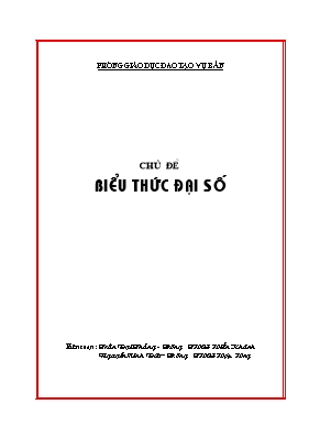 Toán 9 - Chủ đề Biểu thức đại số